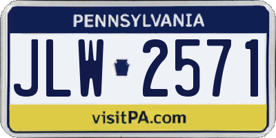 PA license plate JLW2571