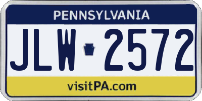 PA license plate JLW2572