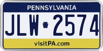 PA license plate JLW2574