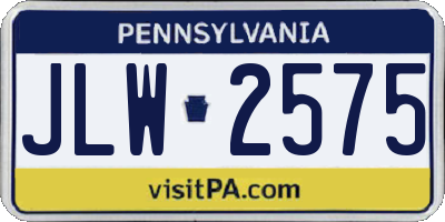 PA license plate JLW2575