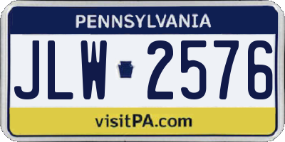 PA license plate JLW2576