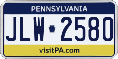 PA license plate JLW2580
