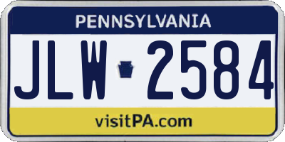 PA license plate JLW2584
