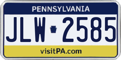 PA license plate JLW2585