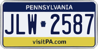 PA license plate JLW2587