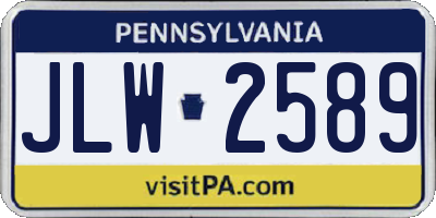 PA license plate JLW2589
