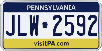 PA license plate JLW2592