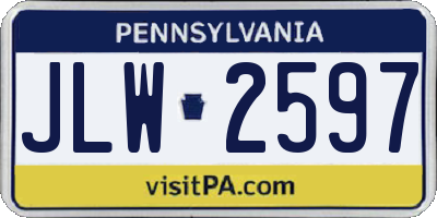 PA license plate JLW2597