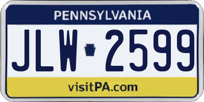 PA license plate JLW2599