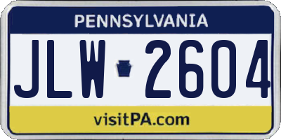PA license plate JLW2604