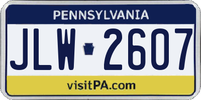 PA license plate JLW2607