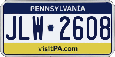 PA license plate JLW2608