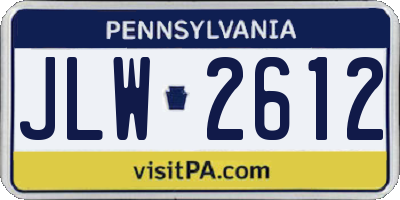 PA license plate JLW2612