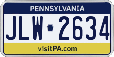 PA license plate JLW2634