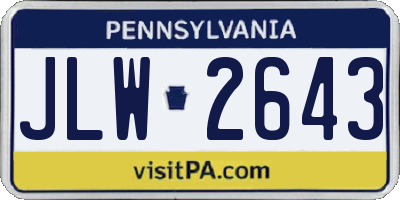 PA license plate JLW2643