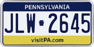 PA license plate JLW2645