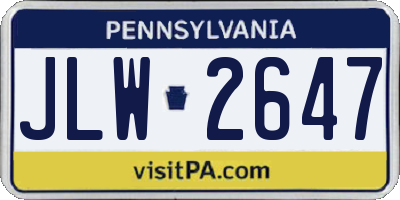 PA license plate JLW2647