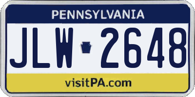 PA license plate JLW2648