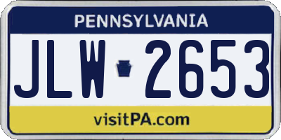 PA license plate JLW2653