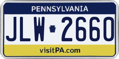 PA license plate JLW2660