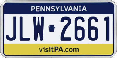 PA license plate JLW2661