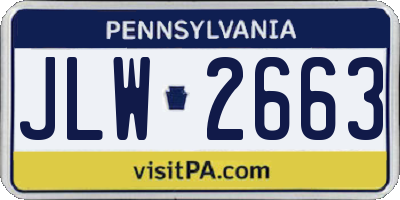 PA license plate JLW2663