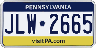 PA license plate JLW2665