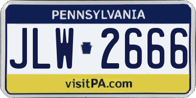 PA license plate JLW2666