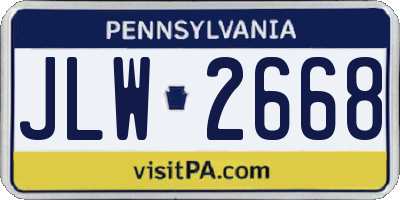 PA license plate JLW2668