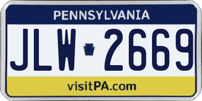 PA license plate JLW2669