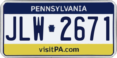PA license plate JLW2671