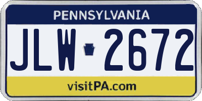PA license plate JLW2672