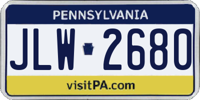 PA license plate JLW2680
