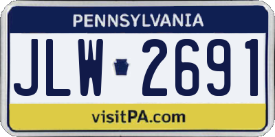 PA license plate JLW2691