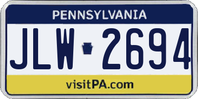 PA license plate JLW2694