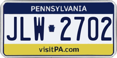 PA license plate JLW2702