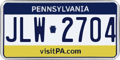 PA license plate JLW2704