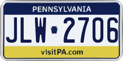 PA license plate JLW2706