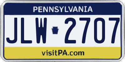 PA license plate JLW2707