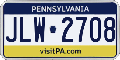 PA license plate JLW2708