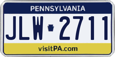 PA license plate JLW2711