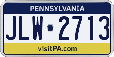 PA license plate JLW2713