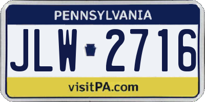 PA license plate JLW2716