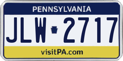 PA license plate JLW2717
