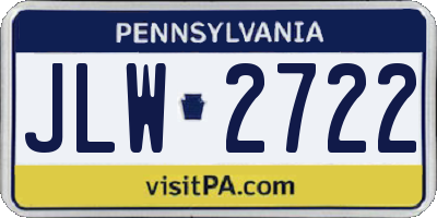 PA license plate JLW2722