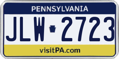 PA license plate JLW2723