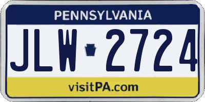 PA license plate JLW2724