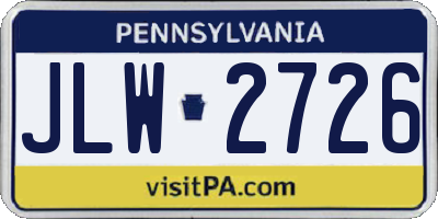 PA license plate JLW2726