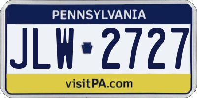 PA license plate JLW2727