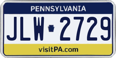 PA license plate JLW2729